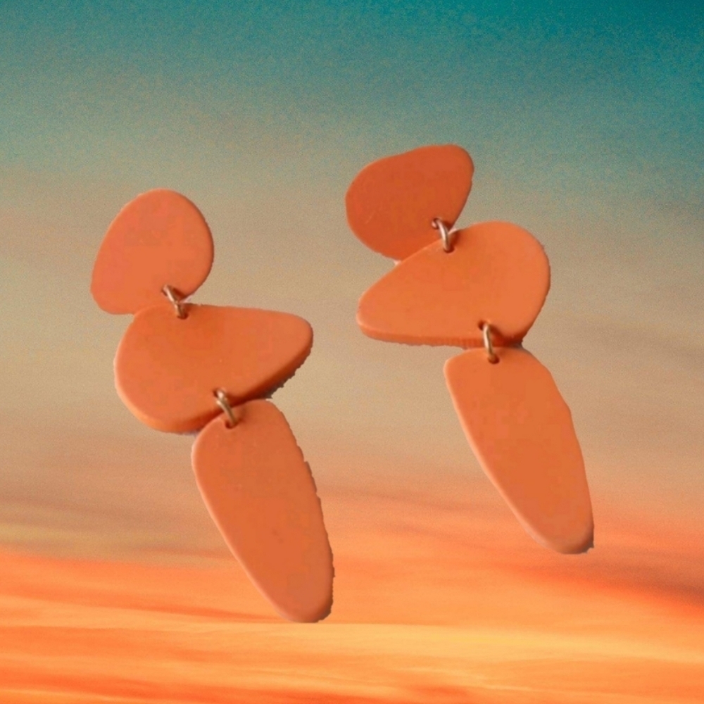 80's Style Retro Earrings - Orange